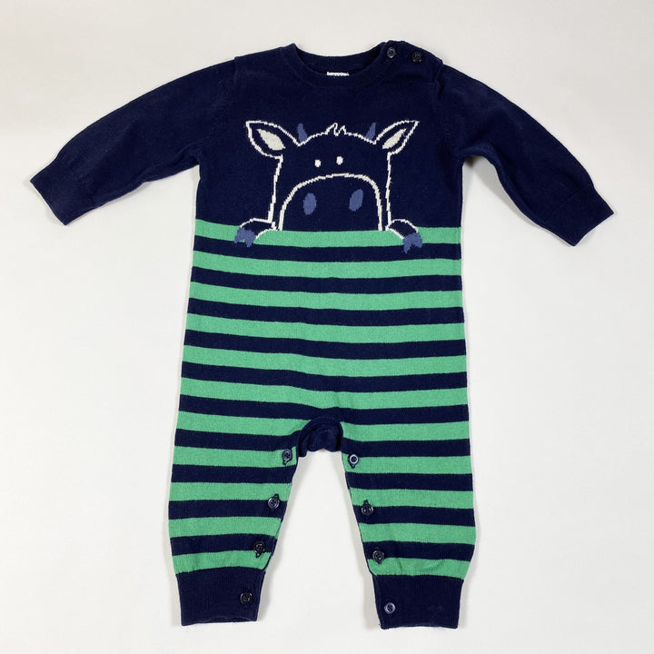 Gap navy green striped knit jumpsuit 3-6M