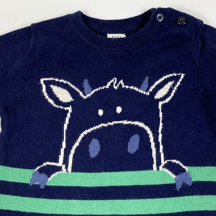 Gap navy green striped knit jumpsuit 3-6M