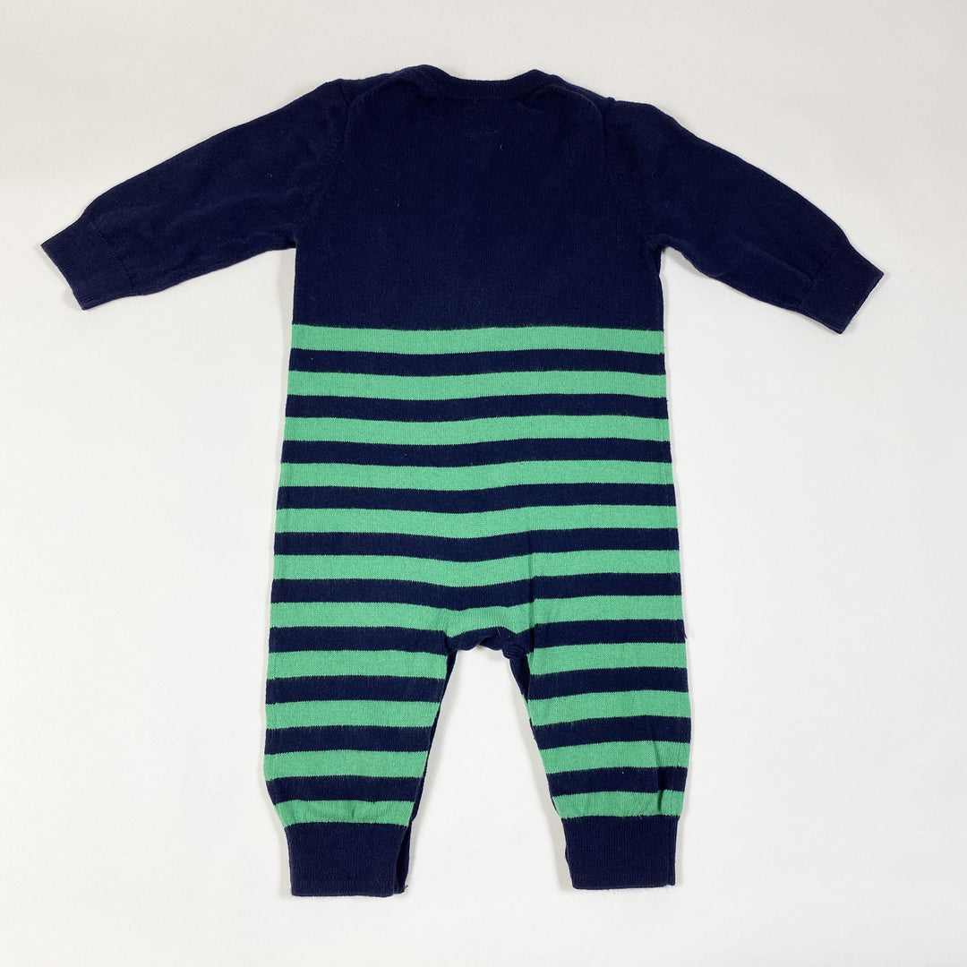 Gap navy green striped knit jumpsuit 3-6M