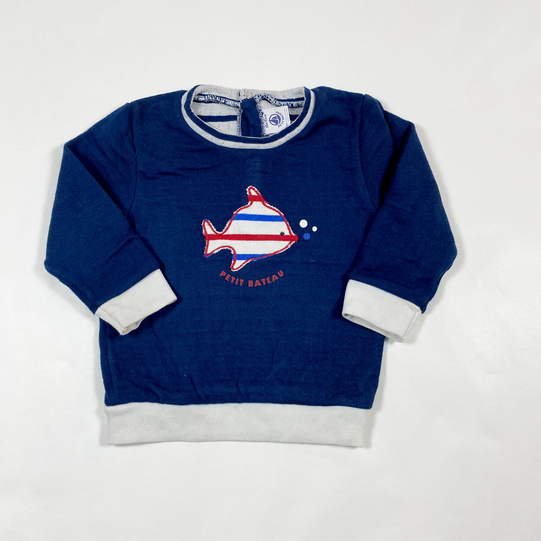 Petit Bateau blue fish sweatshirt 18M/81 1