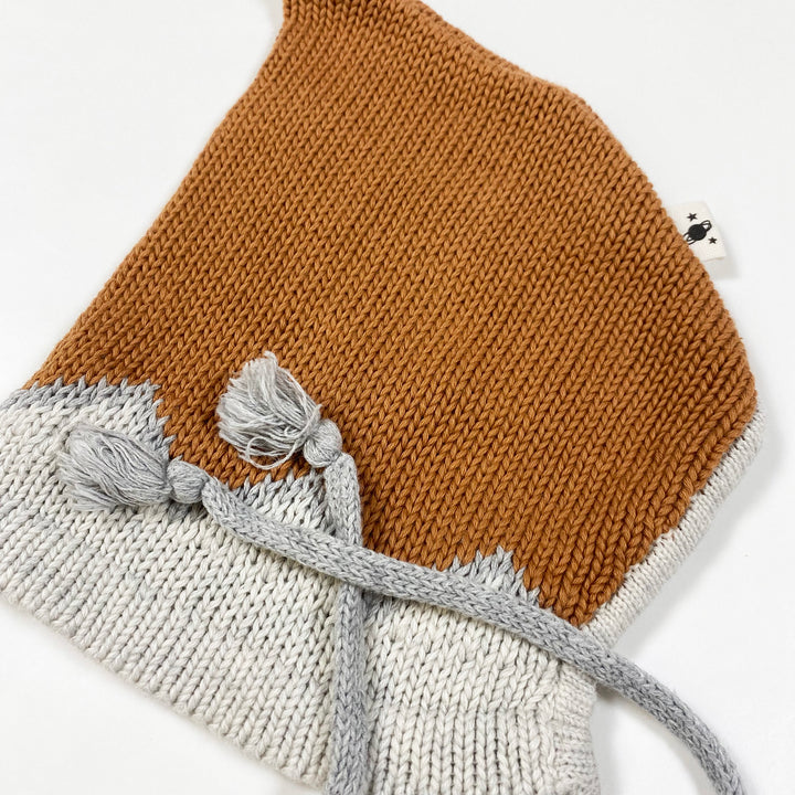 My Little Cozmo brown/grey knit bonnet 3-6M 2