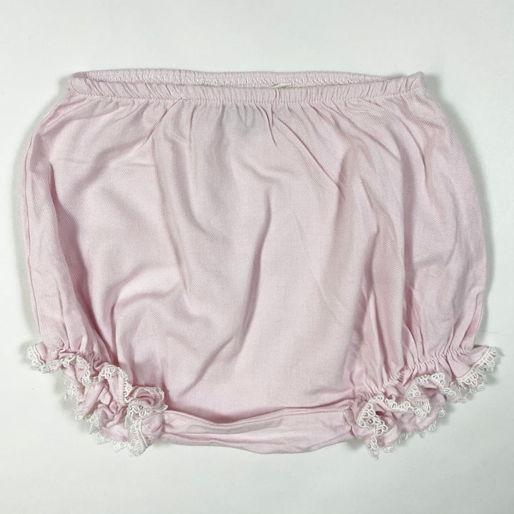 Pili Carrera soft rose bloomers with lace detailing 6M/67-75