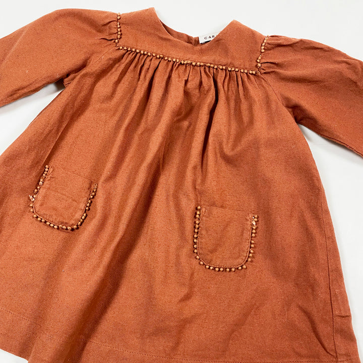 Caramel rust brushed cotton dress 12M 2