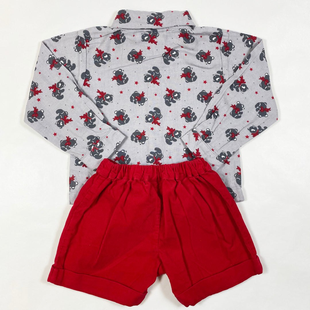 Rachel Riley red/grey teddy short set 2Y 3