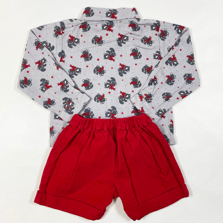 Rachel Riley red/grey teddy short set 2Y 3