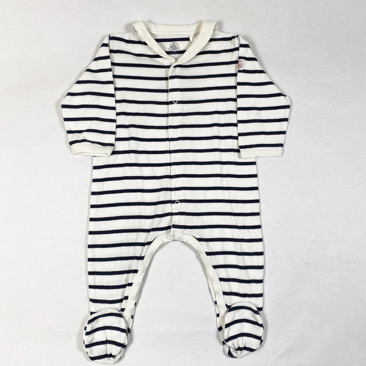 Petit Bateau blue striped pyjama with feet & collar 12M/74