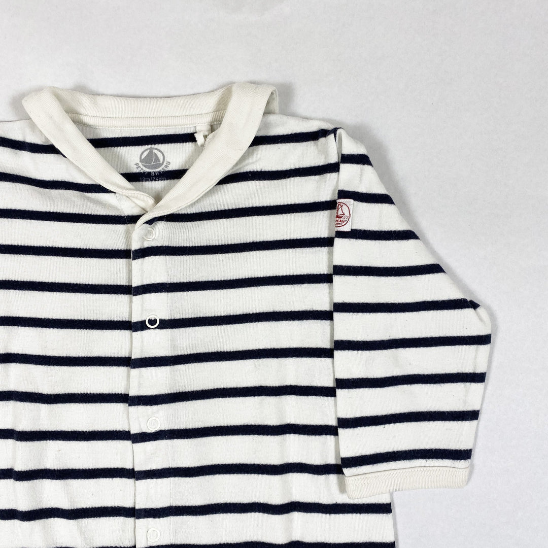 Petit Bateau blue striped pyjama with feet & collar 12M/74