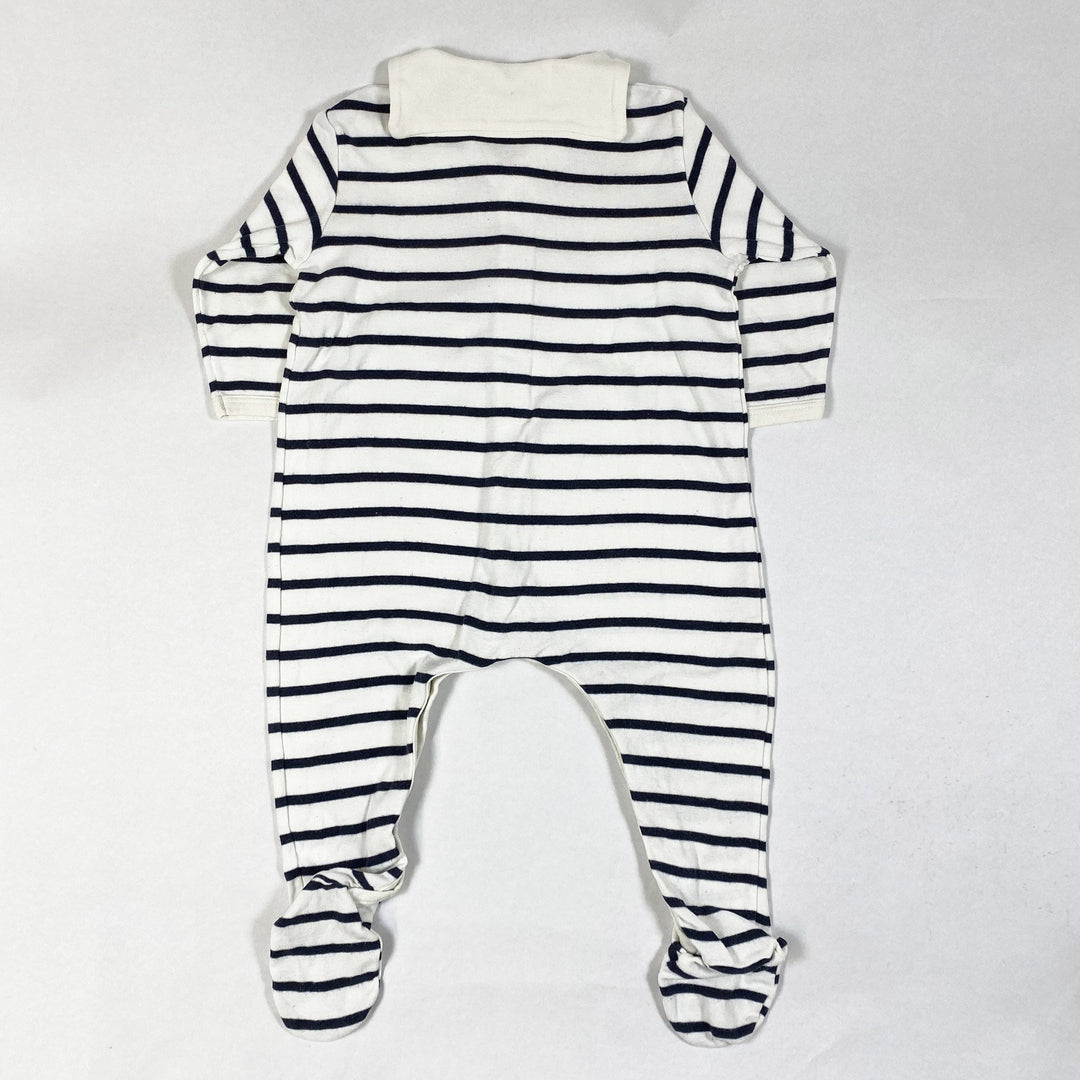 Petit Bateau blue striped pyjama with feet & collar 12M/74