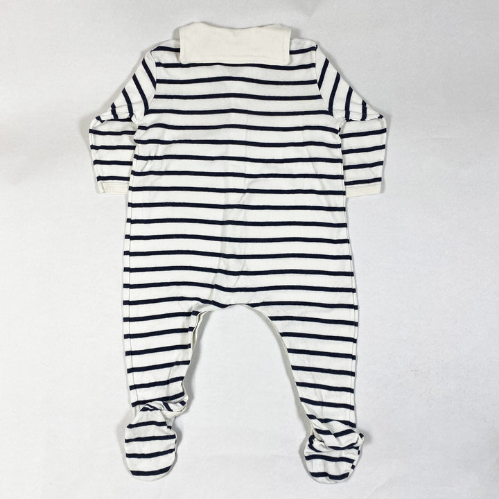 Petit Bateau blue striped pyjama with feet & collar 12M/74