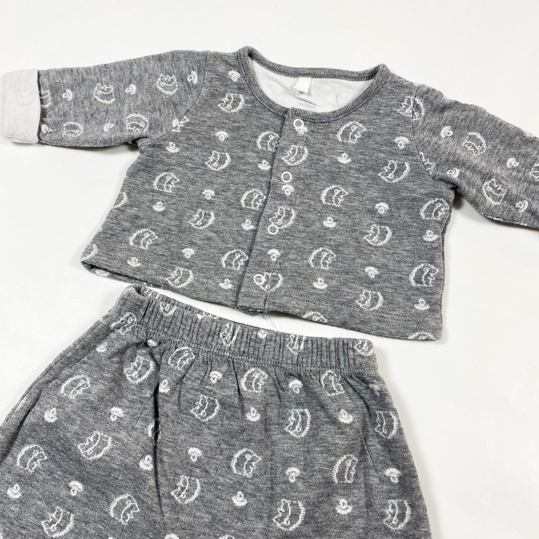 Petit Bateau grey squirrel cardigan and pants set 1M/54 2