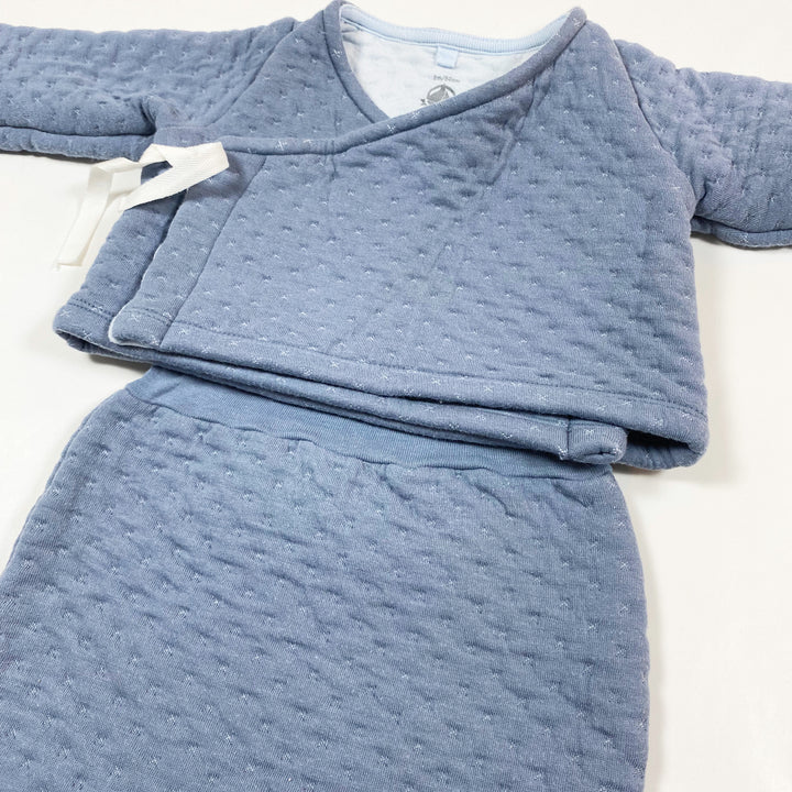 Petit Bateau petrol quilted wrap top and pants set 3M/60 2