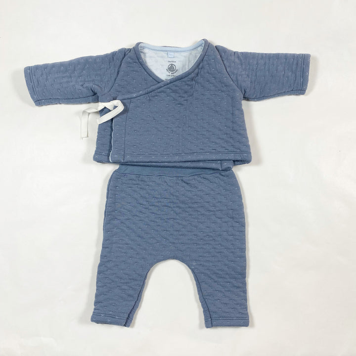 Petit Bateau petrol quilted wrap top and pants set 3M/60 1