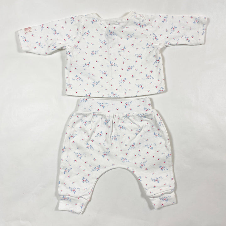 Petit Bateau white floral cardigan top and pants set 1M/54 2