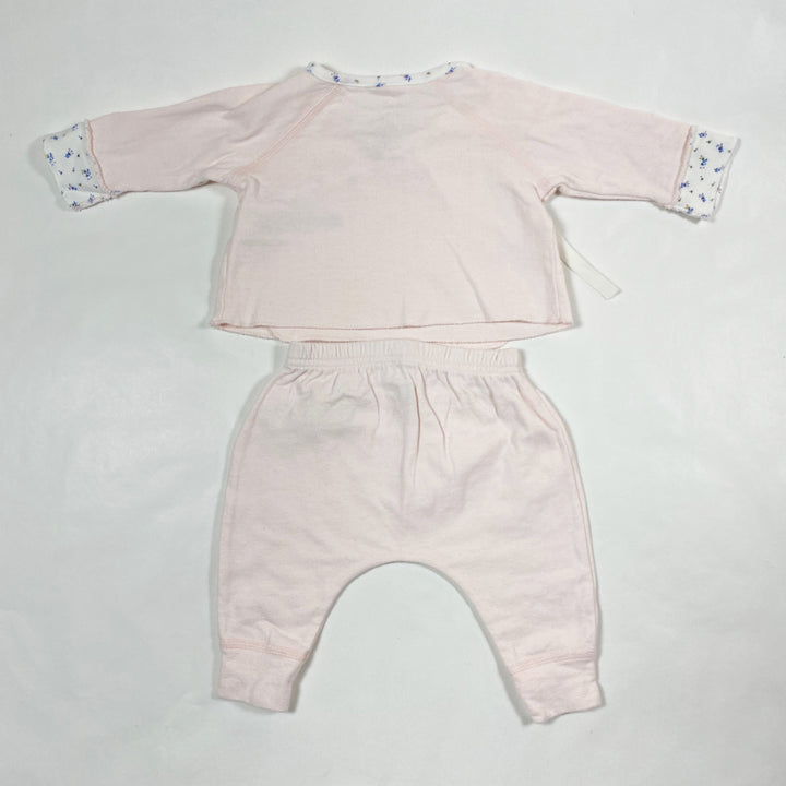 Petit Bateau pink bunny floral wrap top and pants set 1M/54 2