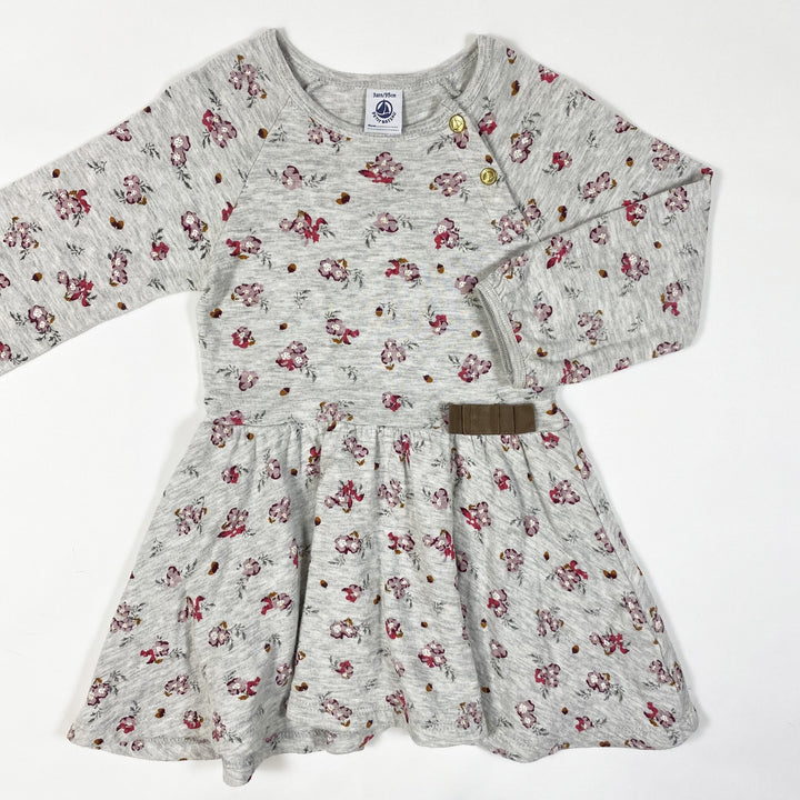 Petit Bateau grey floral print heavy cotton skater dress 3A/95