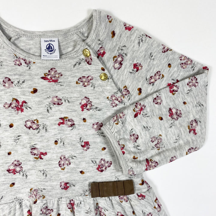 Petit Bateau grey floral print heavy cotton skater dress 3A/95