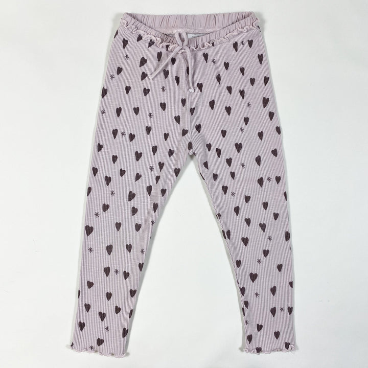 Zara faded purple heart print ribbed leggings 2-3Y/98