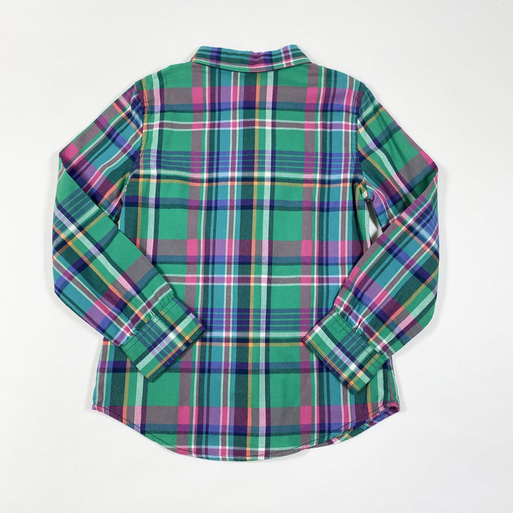 Ralph Lauren bright green collared plaid ruffle blouse 6Y