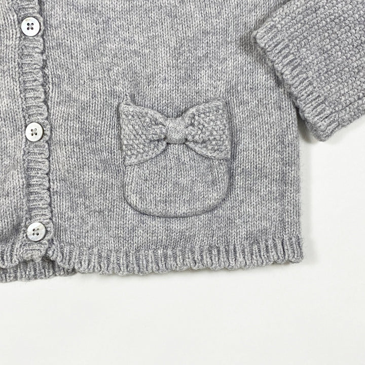 Jacadi grey wool alpaca blend knit cardigan with bows 12M/74cm