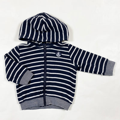 Petit Bateau navy stripe hooded zip sweatshirt 6M/67 1