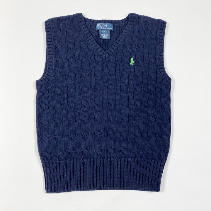 Ralph Lauren navy cable knit vest 4Y