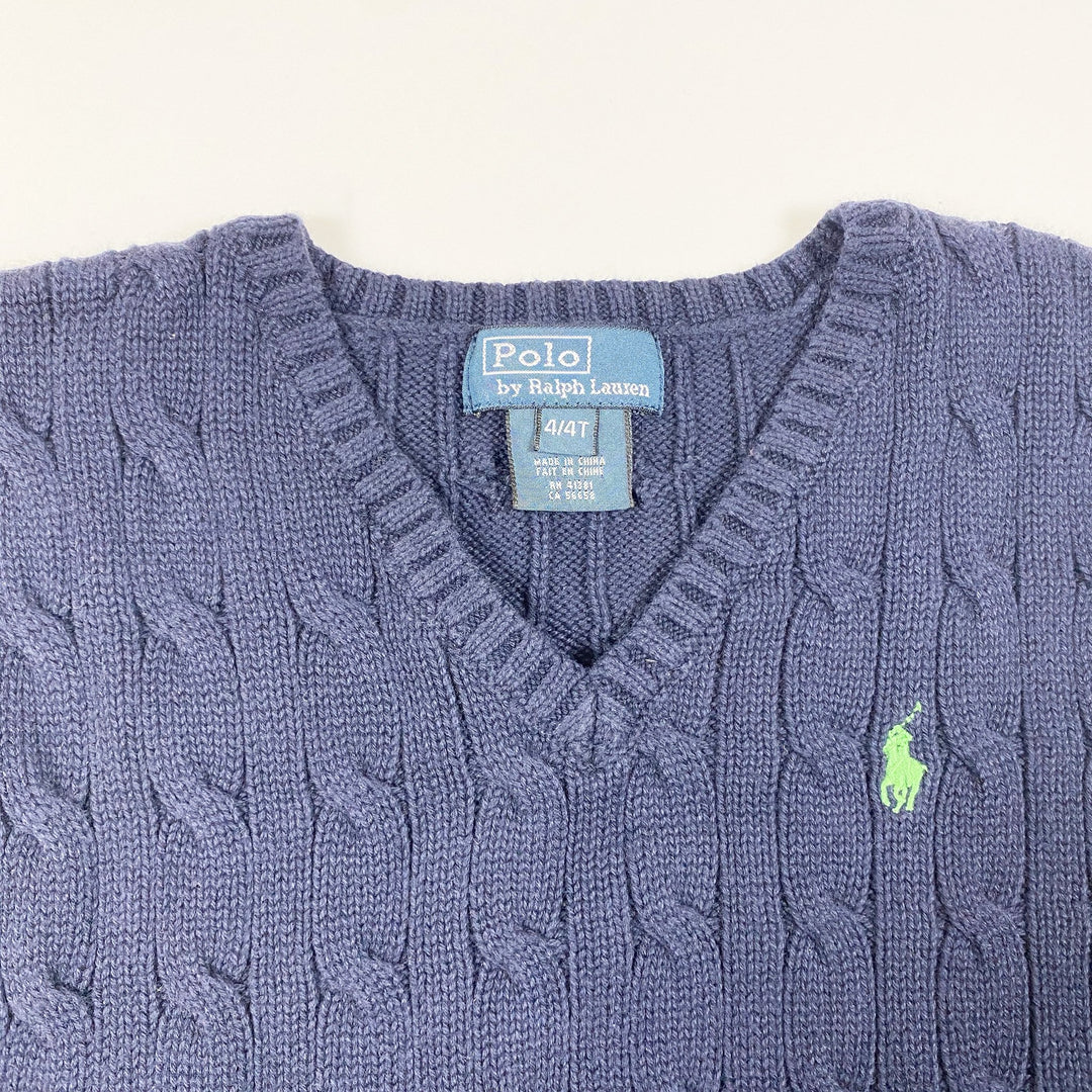 Ralph Lauren navy cable knit vest 4Y