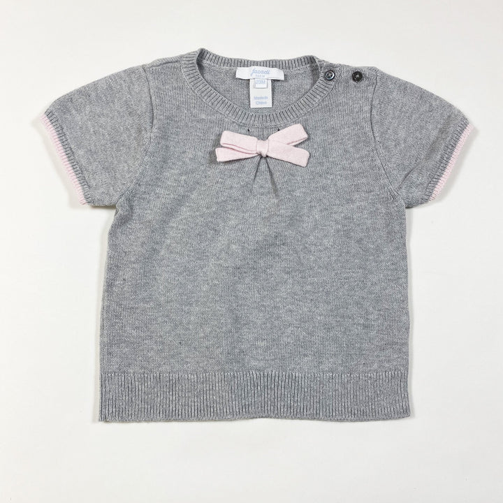 Jacadi grey knit top with pink bow 23M/86cm