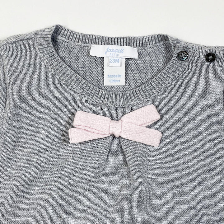 Jacadi grey knit top with pink bow 23M/86cm
