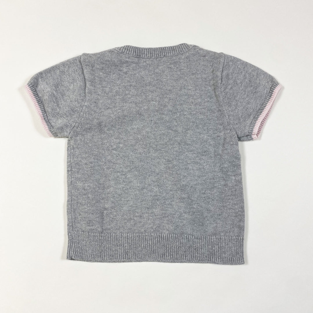 Jacadi grey knit top with pink bow 23M/86cm