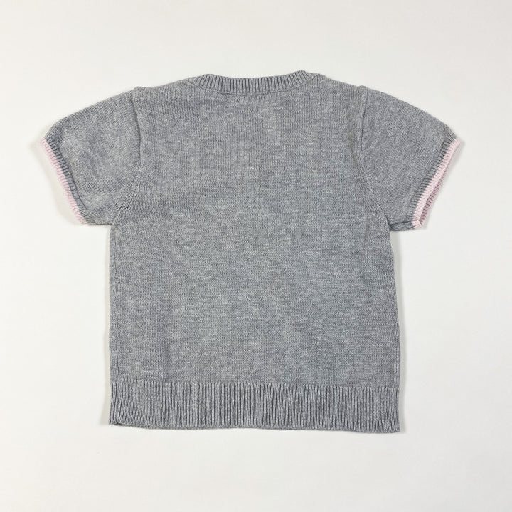 Jacadi grey knit top with pink bow 23M/86cm