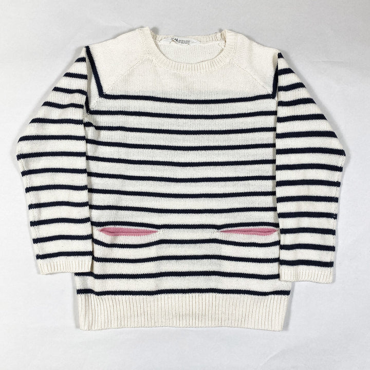 H&M striped cotton knit jumper with pockets 4-6Y