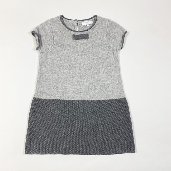 Jacadi grey short-sleeved wool blend knit dress 2Y