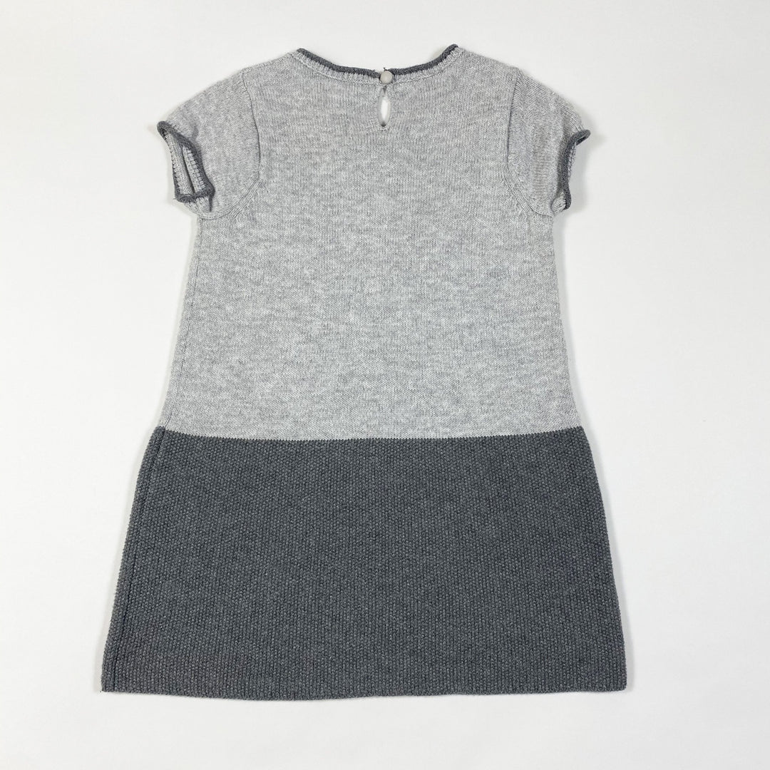 Jacadi grey short-sleeved wool blend knit dress 2Y