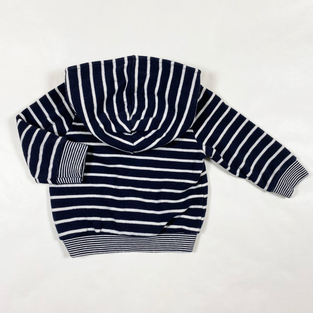 Petit Bateau navy stripe hooded zip sweatshirt 6M/67 3