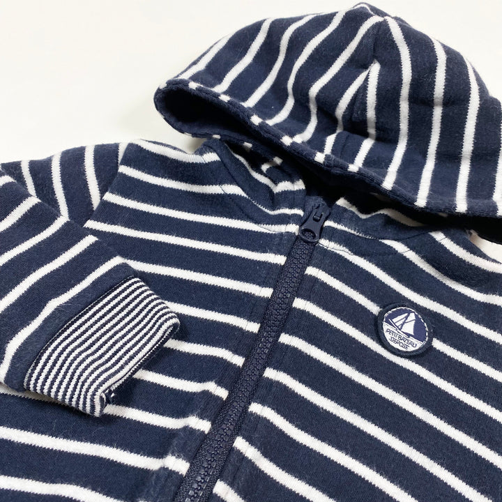 Petit Bateau navy stripe hooded zip sweatshirt 6M/67 2