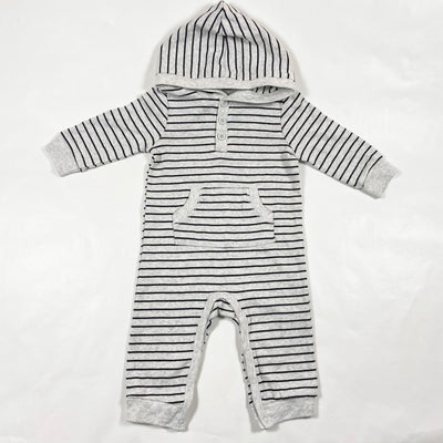 Little Me grey stripe hooded jumpsuit 9M 1