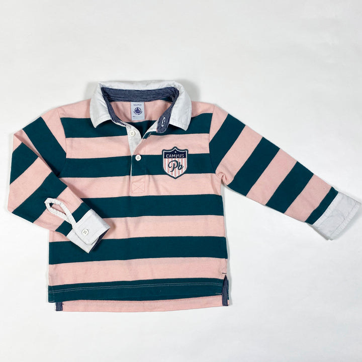 Petit Bateau green striped longsleeve polo 3Y/95 1
