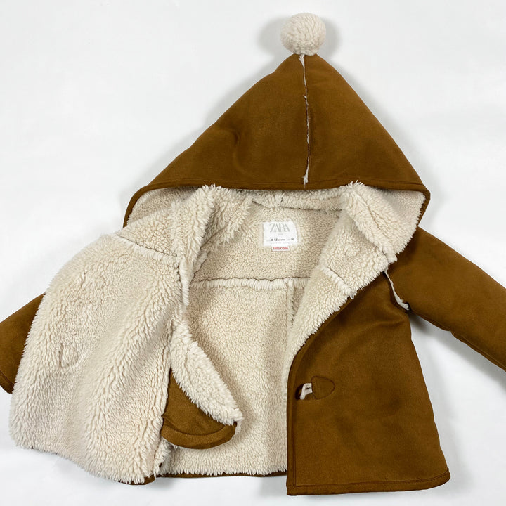 Zara caramel faux shearling coat 9-12M/80 3