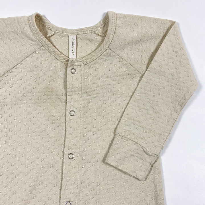Quincy Mae beige pointelle jumpsuit 12-18M 2
