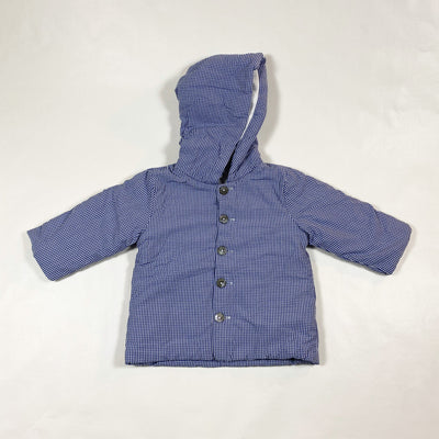 Jacadi blue gingham lightly padded jacket with hood 12M 1