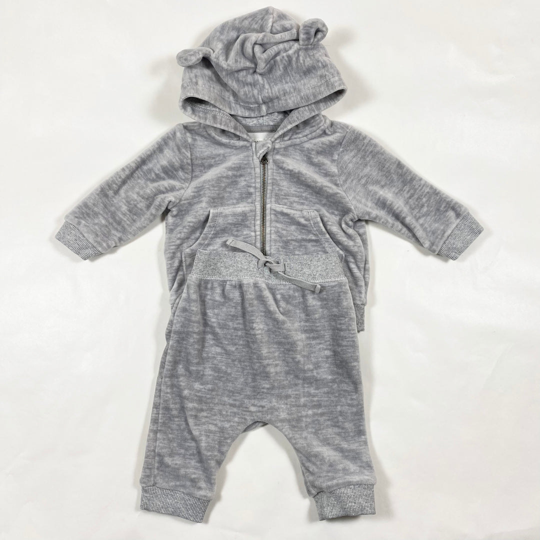 Gymboree grey velour hoodie & pants set 3M 1