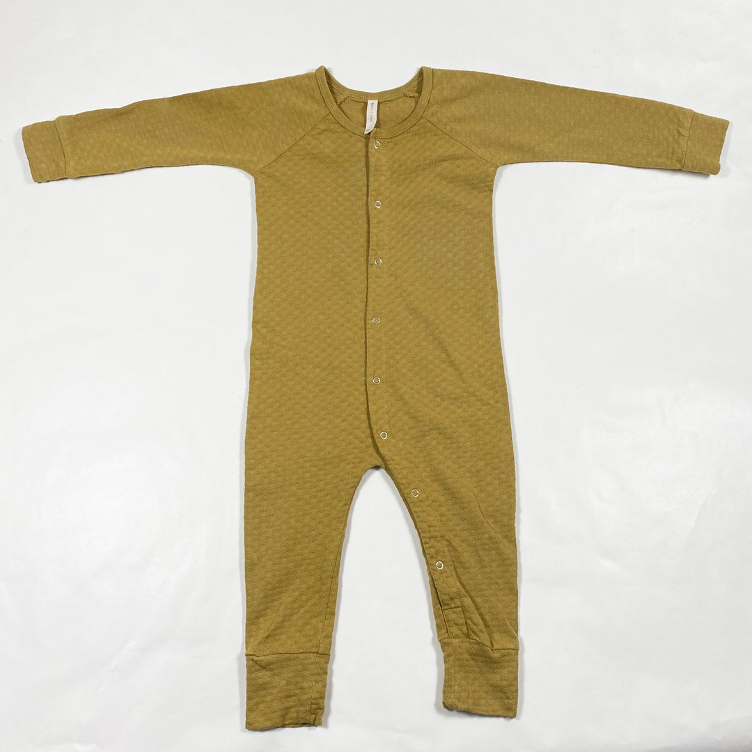 Quincy Mae camel/mustard pointelle jumpsuit 18-24M 1