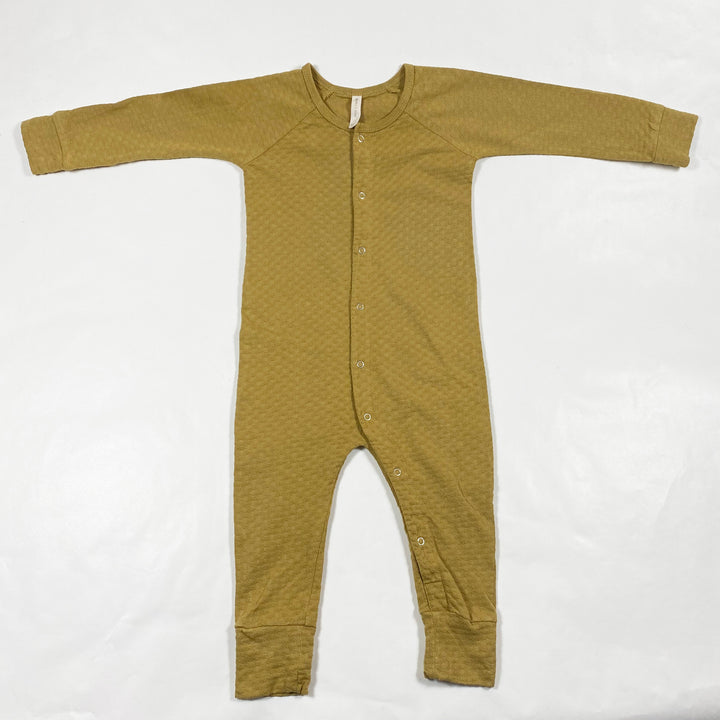 Quincy Mae camel/mustard pointelle jumpsuit 18-24M 1