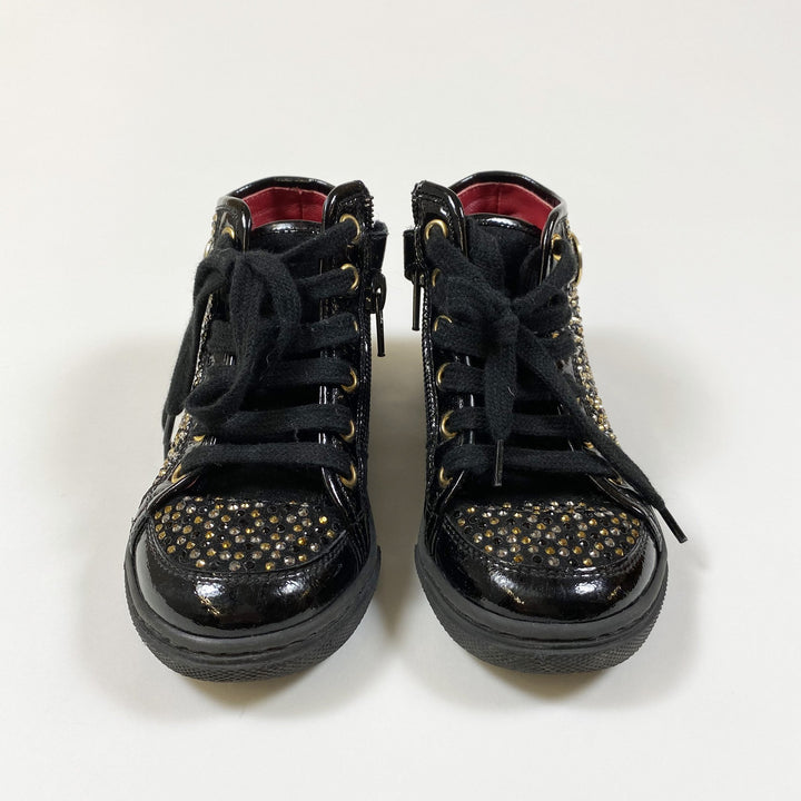 Cesare Paciotti black patent leather embellished high-top sneakers 26