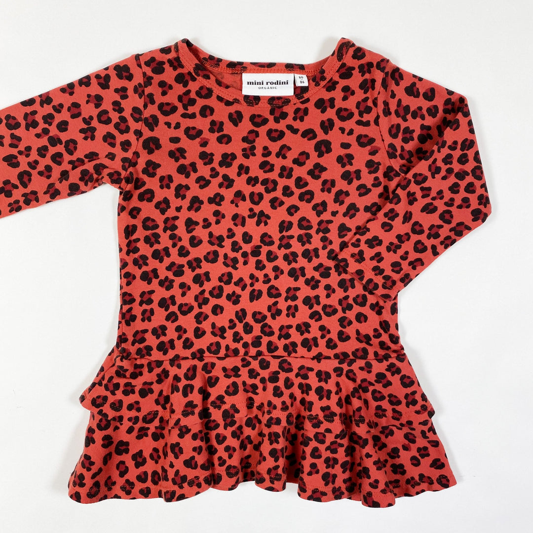 Mini Rodini red leopard print frill dress 80-86