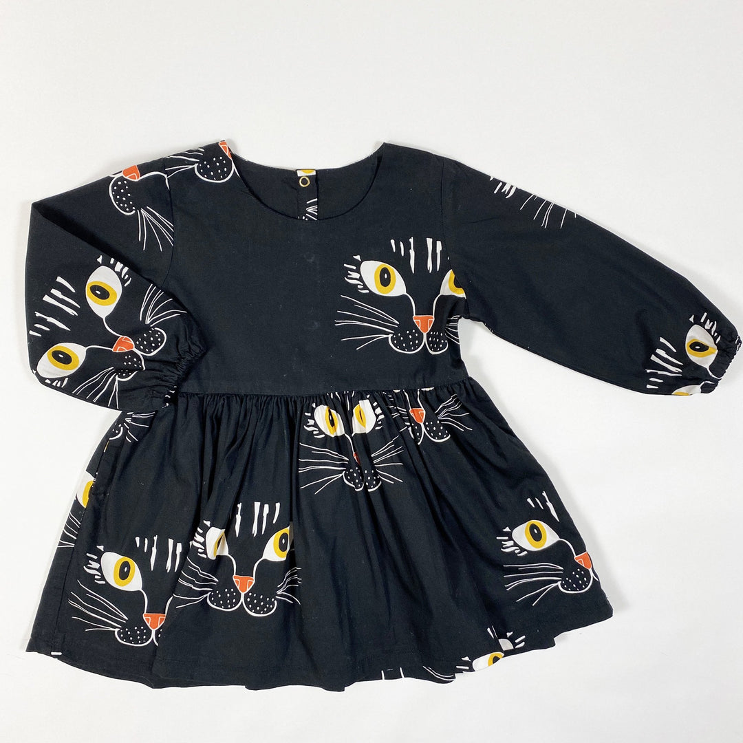 Mini Rodini black cat face print dress 80-86