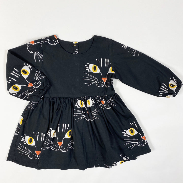 Mini Rodini black cat face print dress 80-86