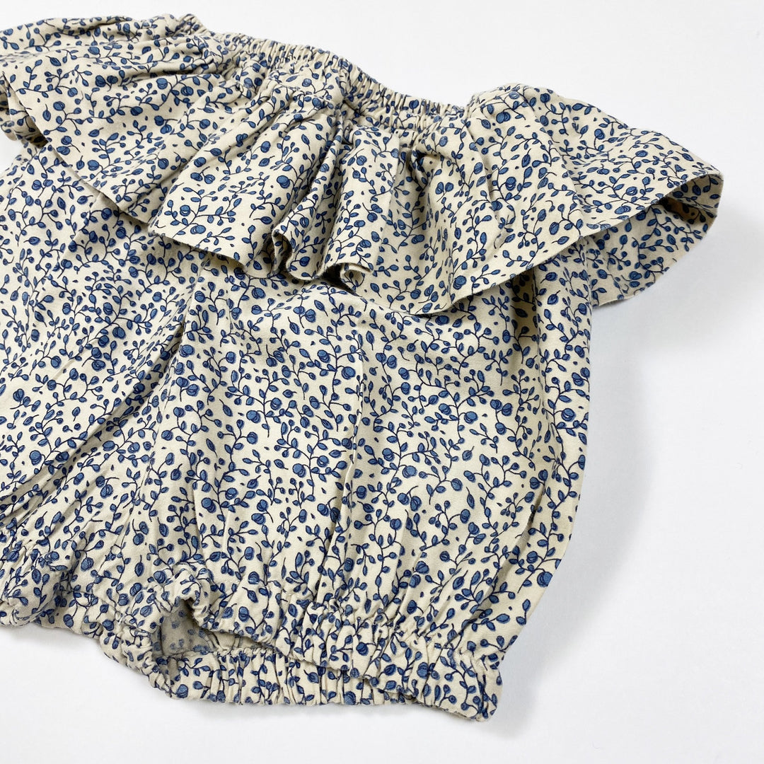 konges slojd ecru blue flower print bloomers with ruffles 12-18M
