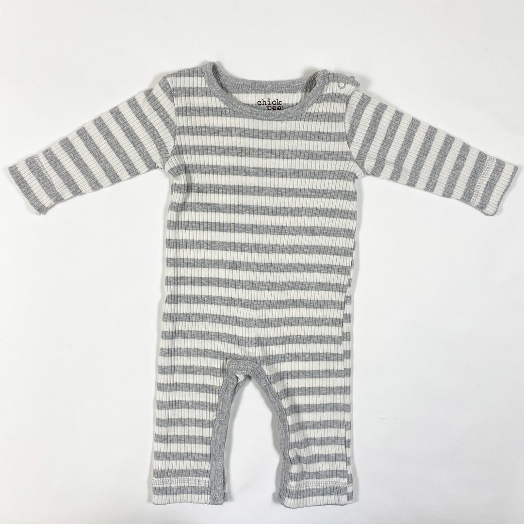 Chick Pea grey/white ribbed striped jumpsuit 3-6M