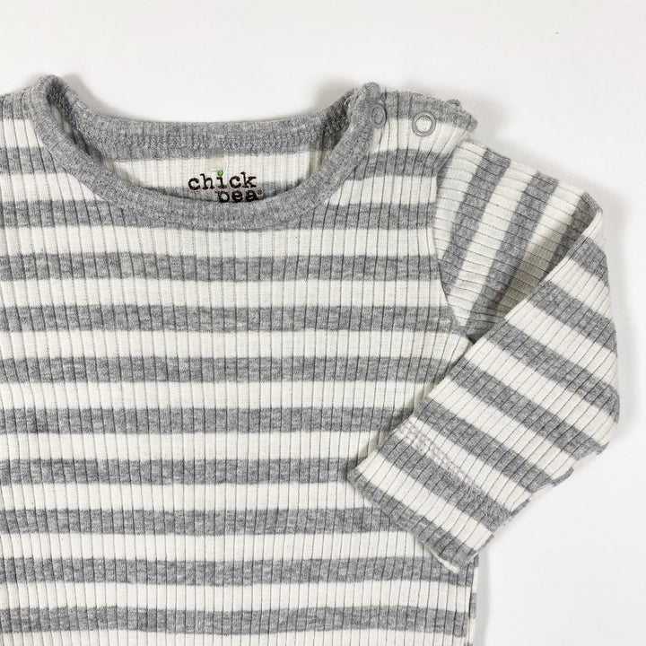 Chick Pea grey/white ribbed striped jumpsuit 3-6M